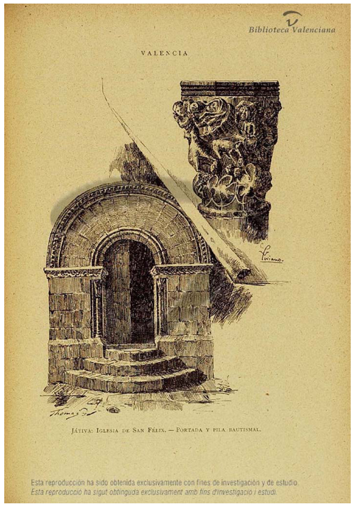 Iglesia de San Félix de Játiva. Portada y pila bautismal
